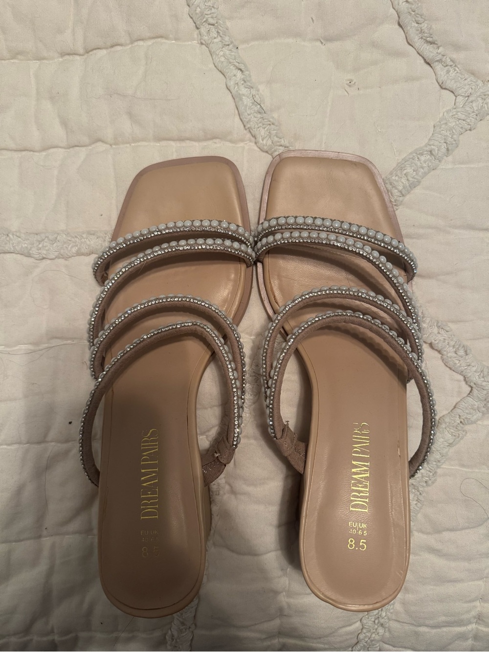 Dream Pairs Blush Nude Crystal-Strappy Heels